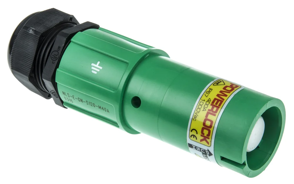 ITT Cannon Veam Powerlock Grön IP67 Rak 1P Industriströmkontakt för Kabel, 1.0kV 400A Köp online
