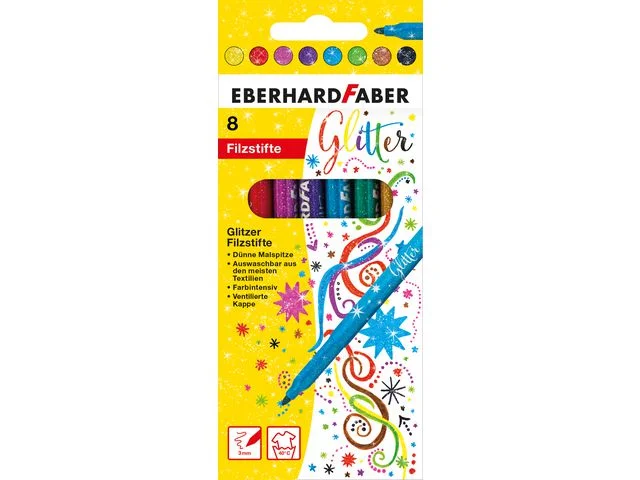 Snabb frakt Fiberpenna FABER CASTELL Glitter 8/fp