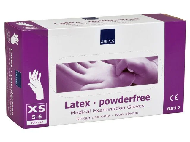 Outlet Latexhandske puderfri XS 100/fp