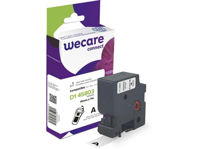 Tape WECARE 19mm Svart på Vit Rabatter