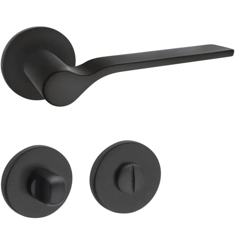 Fimet Drückergarnitur ONDA 1230-208 aus Metall, WC - Badezimmer - Schwarz matt (RAL 9005) Populärt val