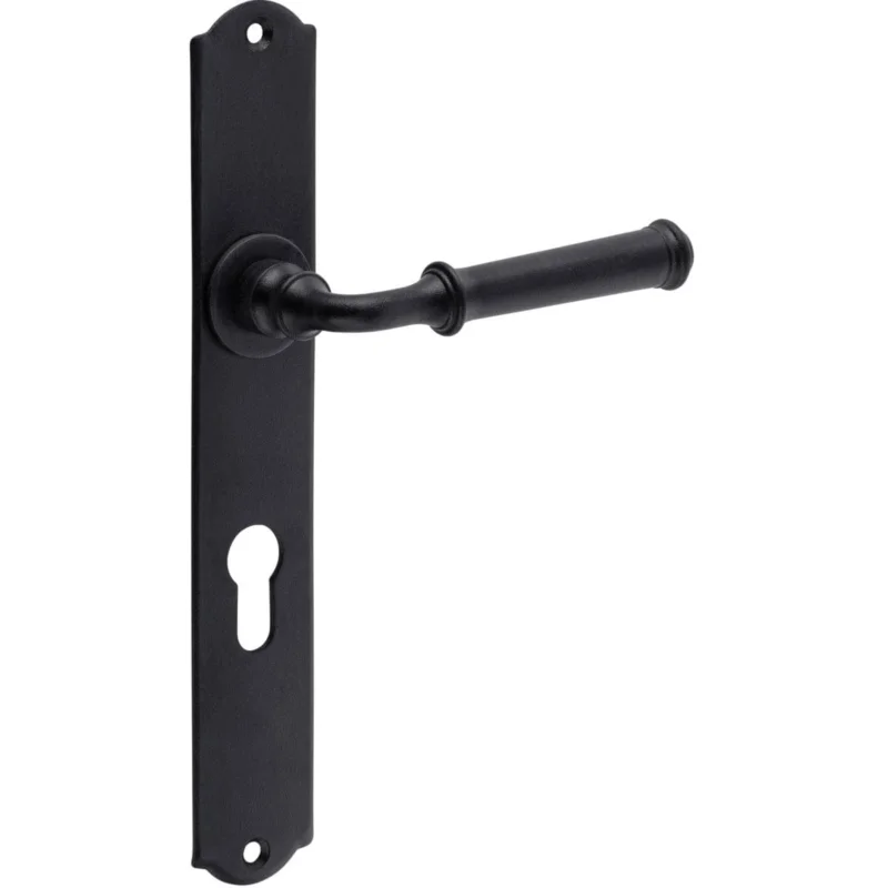 Galbusera Langschildgarnitur TALLINN aus Schmiedeeisen schwarz, PZ - Profilzylinder - DIN-Norm (Abstand 72 mm) Rabatt