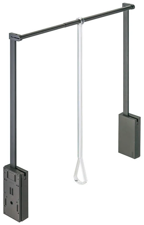 Rabatt Häfele Garderobenlift mit integrierter Dämpfung für lichte Korpusbreite 560-950 mm Tragkraft 10 kg, Distanzplatte schwarz
