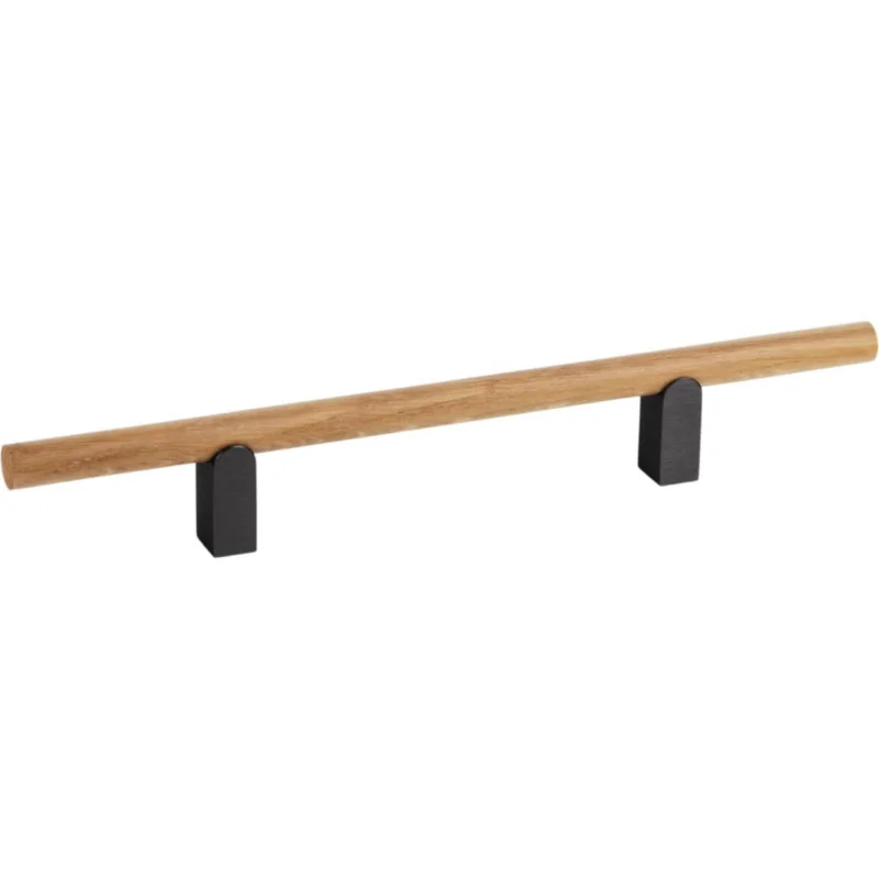 Snabb leverans Viefe Möbelgriff KUMO WOOD aus Holz & Aluminium, BA 128 mm - Eichenholz + Titan schwarz