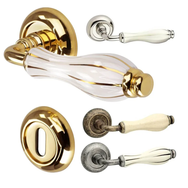 Outlet Fimet Drückergarnitur LADY 148-231 aus Messing & Porzellan, WC - Badezimmer - Messing poliert