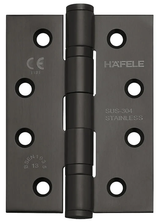 Kampanj Häfele Aufschraubband für ungefälzte Innentüren bis 120 kg Edelstahl schwarz matt käntig, Modell DHB 7222 - 114x102x3,5