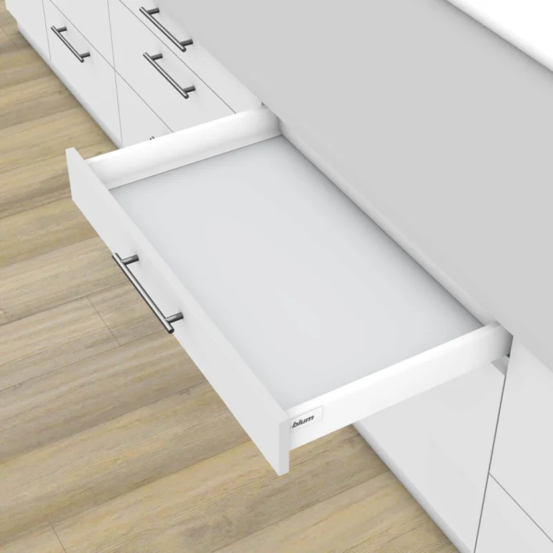 Snabb frakt Blum Schubkasten-SET TANDEMBOX M Zargenhöhe 83 mm 30 kg weiß mit Tip-On & Blumotion Dämpfung, 300 mm