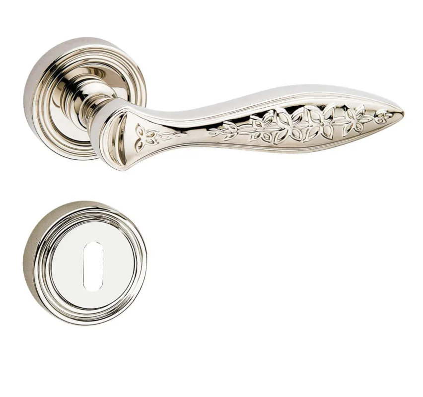 Fimet Drückergarnitur BLOSSOM 1378-261 aus Messing, PZ-Profilzylinder - Nickel poliert Begränsat antal