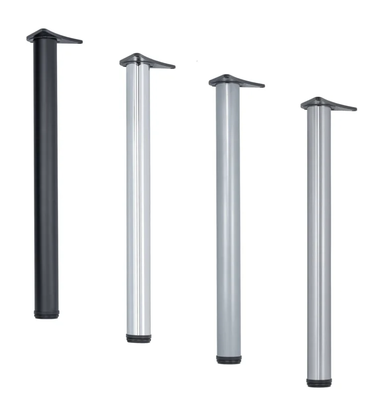 Premium Häfele 4er-Set Tischbeine 710 mm höhenverstellbar Möbelfüße rund Ø 60 mm, schwarz beschichtet