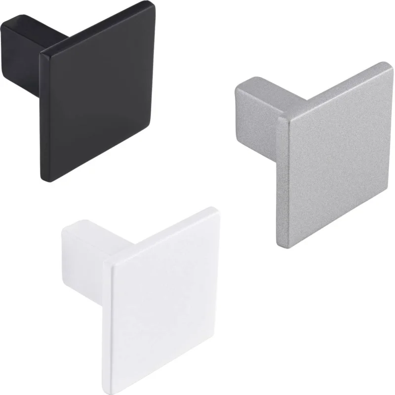 Gedotec Möbelknopf ROCK aus Metall eckig 28 x 28 mm, Schwarz matt Snabb leverans