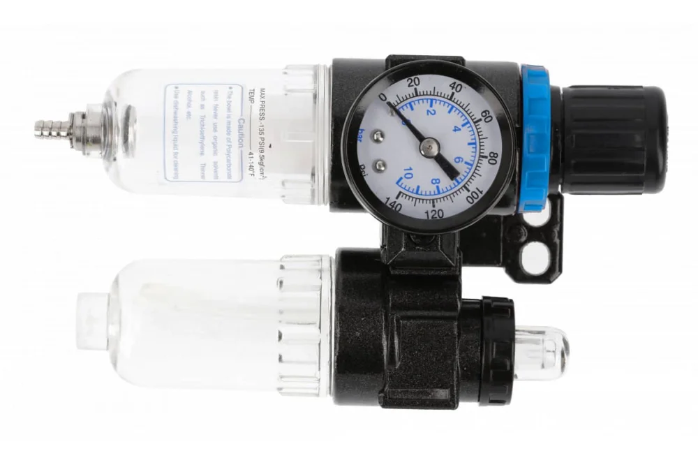 Kampanj Högert Luftfilter mit Manometer und Öler für Druckluft- und Lackierwerkzeuge 1/4 Zoll, 90 / 60 ml