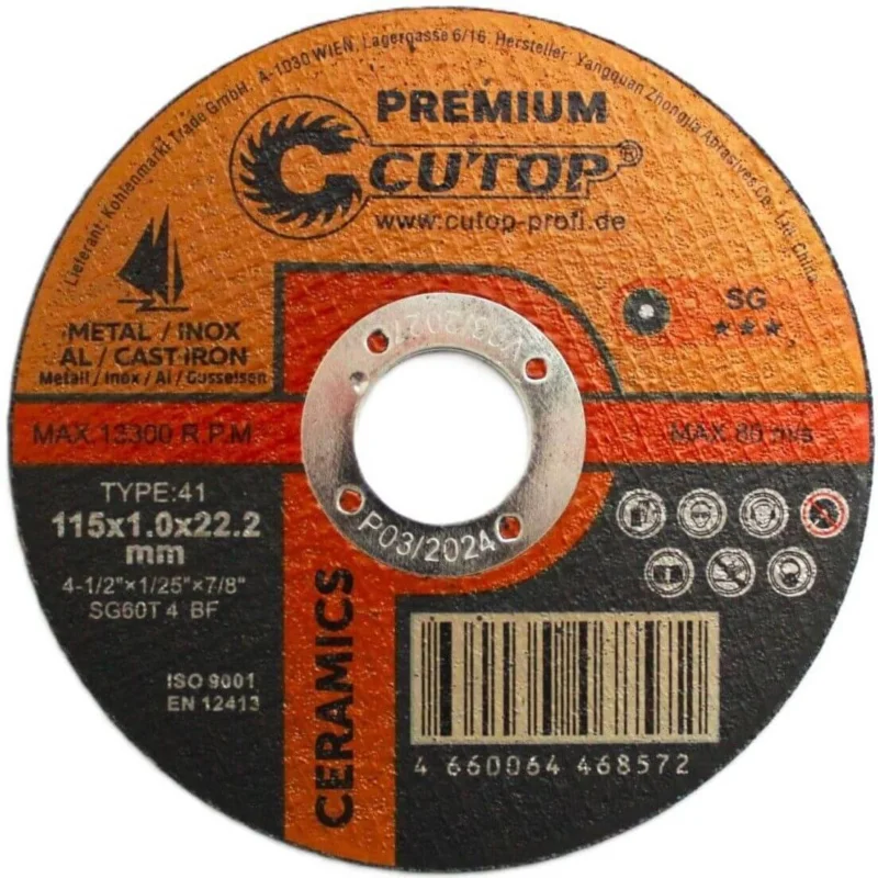 Outlet CUTOP Trennscheibe PREMIUM für Metall, Edelstahl, Aluminium & Gusseisen, Ø 115 x 1,0 mm
