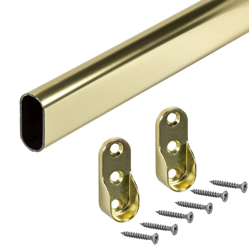 Rabatt Gedotec Schrankrohr GOLDI aus Stahl Messing oval 30 x 15 mm, 1500 mm