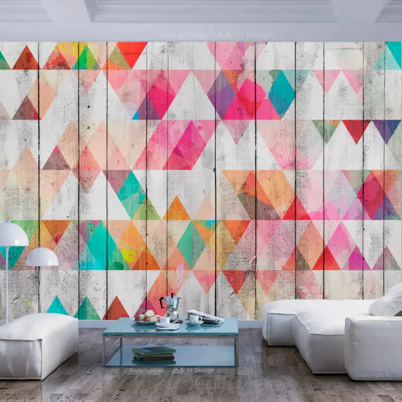 Erbjudandepris Fototapet Arkiio Rainbow TrianglesStorlek: 350x245 cm