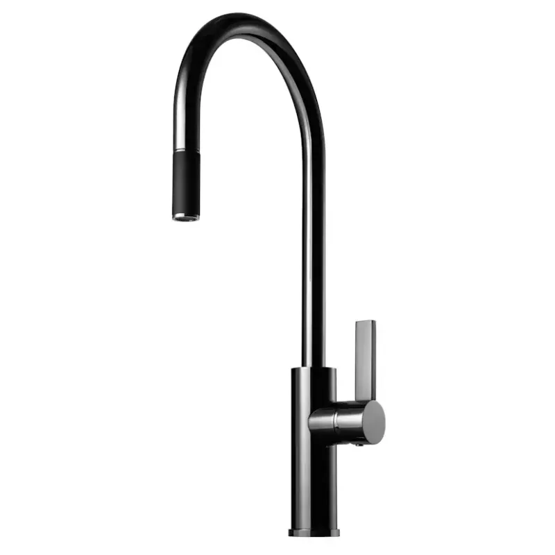 I lager Köksblandare Tapwell Arman ARM185 med Utdragbar PipBlack Chrome