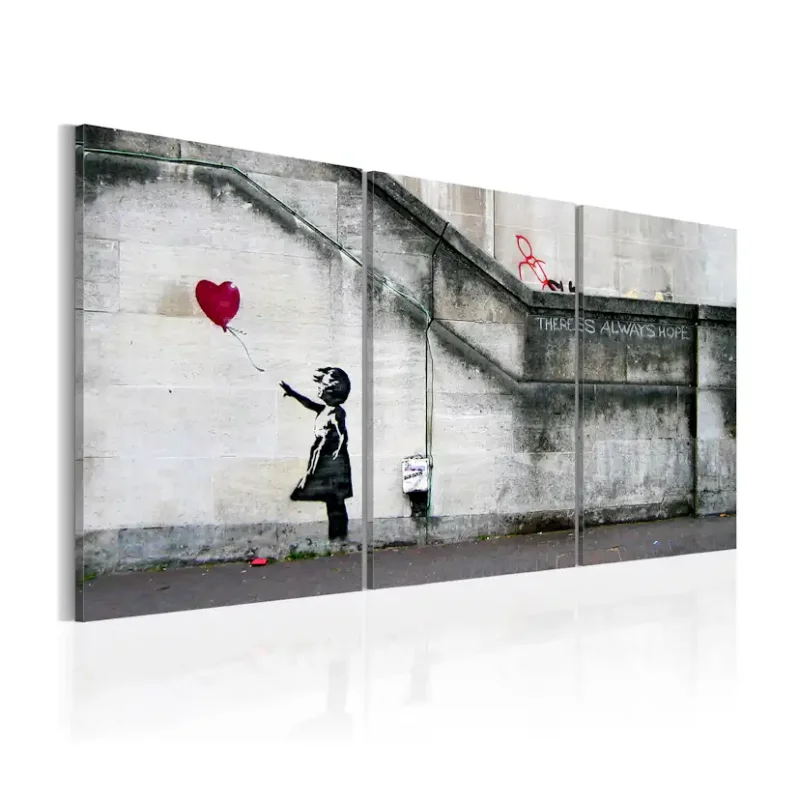 Tavla Arkiio Det Finns Alltid Hopp Banksy Triptych120x60 cm Begränsat antal