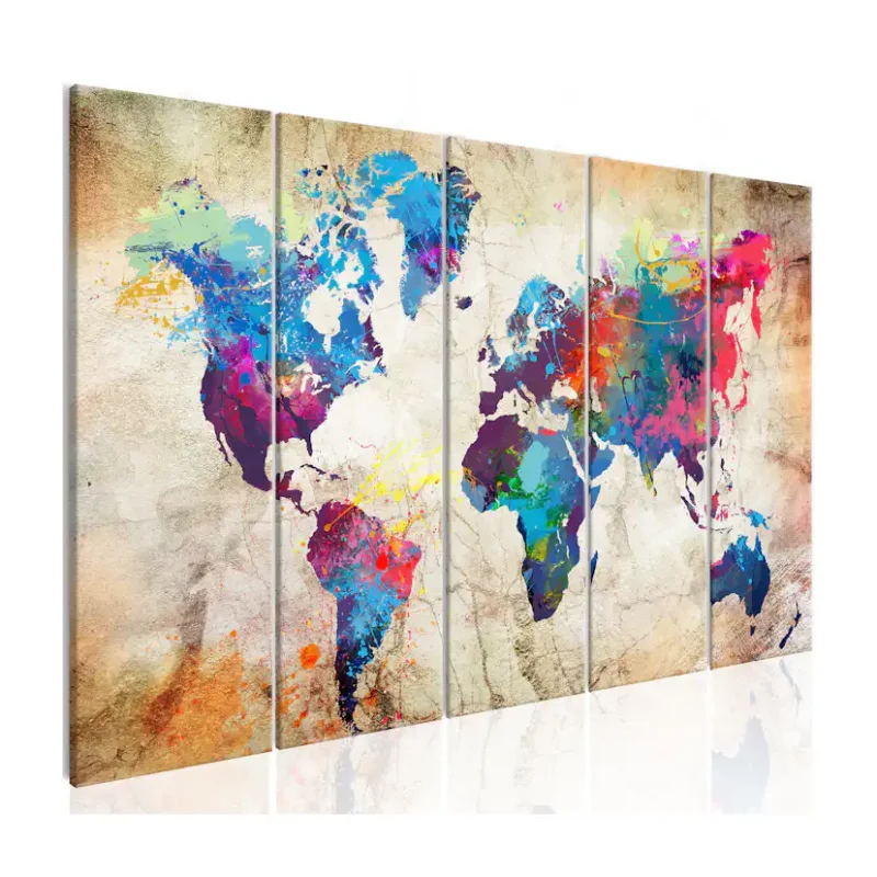 Tavla Arkiio World Map Colourful Ink Blots Erbjudande