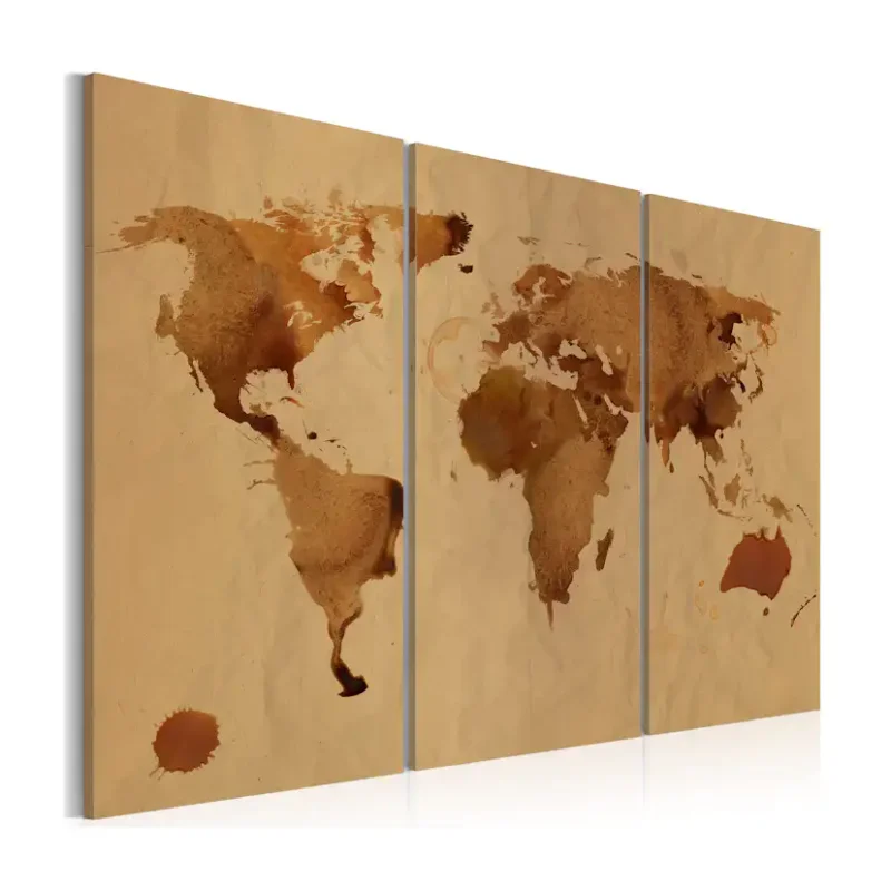Tavla Arkiio Världen Målad Med Kaffe Triptych90x60 cm Reapris