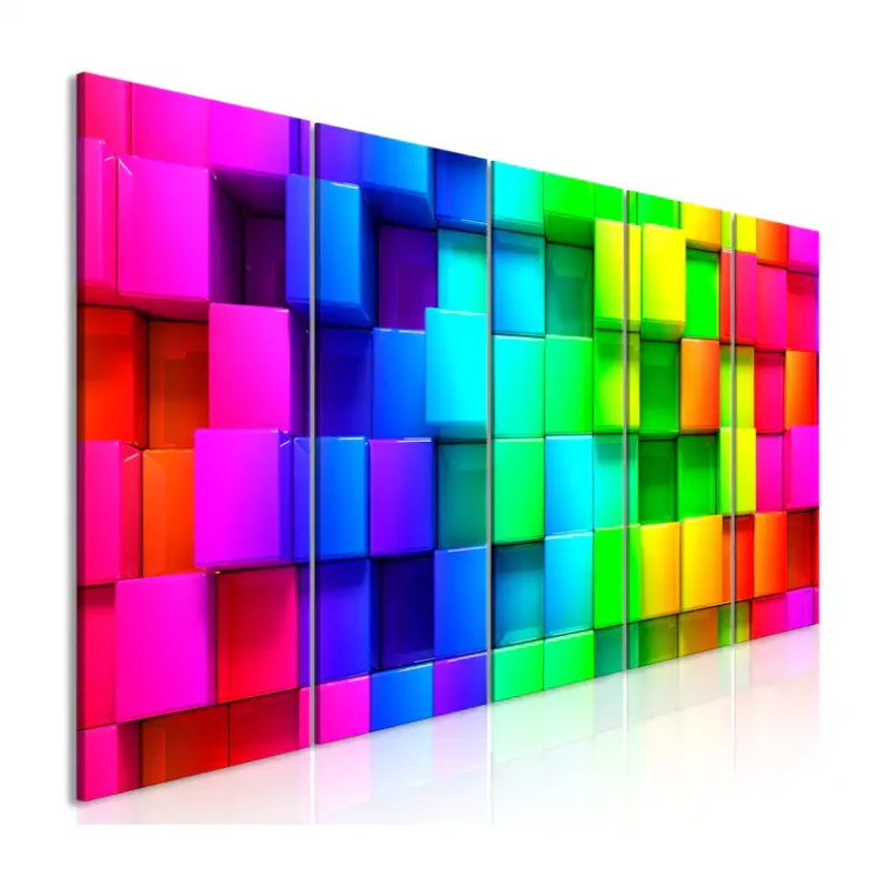 Tavla Arkiio Colourful Cubes Narrow 5 delar225x90 cm Billigare