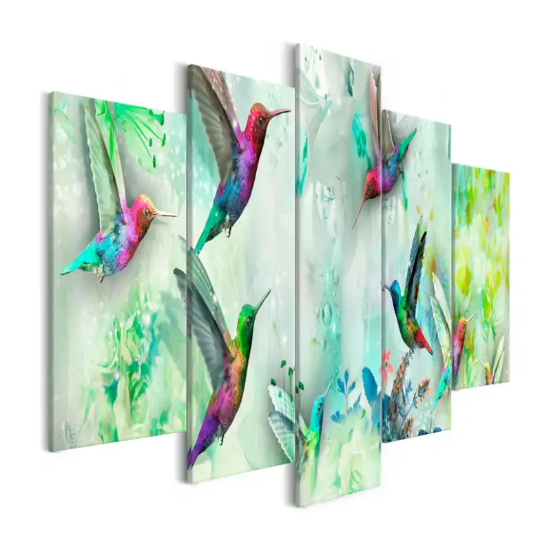 Säker betalning Tavla Arkiio Colourful Hummingbirds Green 5 delar100x50 cm