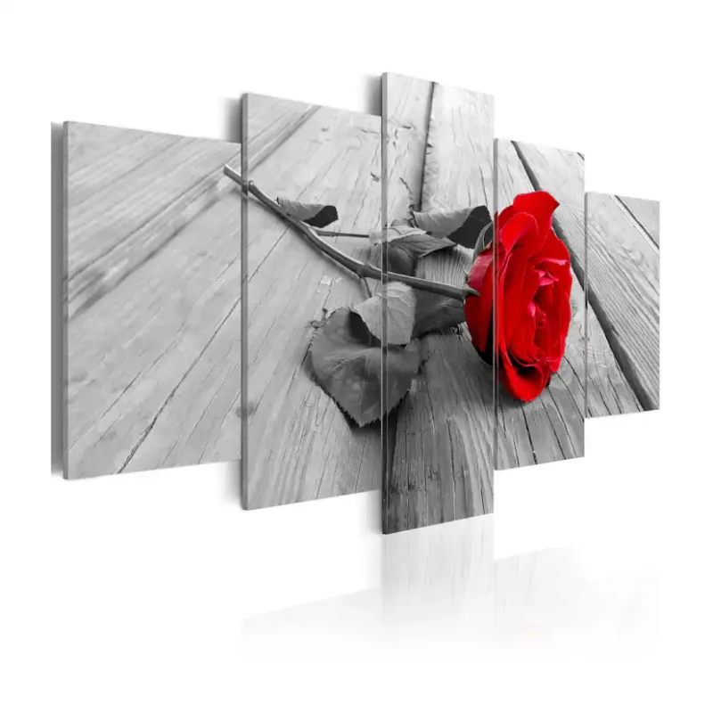 Tavla Arkiio Rose On Wood Wide Red 5 delar Begränsad tid