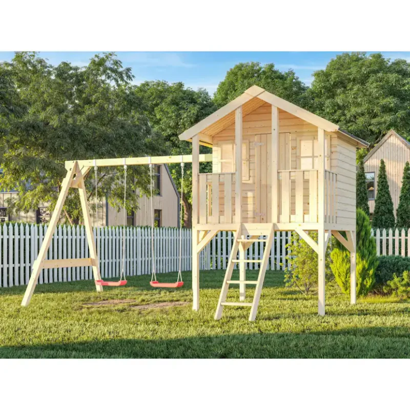 Rea Lekstuga Palmako Toby 2,2 m² Upphöjd Stuga med Gungställning & Altan