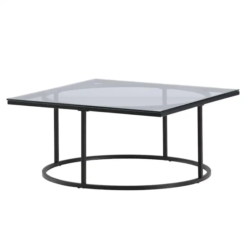 Soffbord furniture/fashion Skanör Rektangulärt Vardagsrumsbord i Glas/Stål 90x90cm Lågt pris